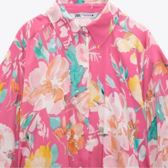 Beautiful Zara pink satin effect floral mini dress - Picture 8 of 9